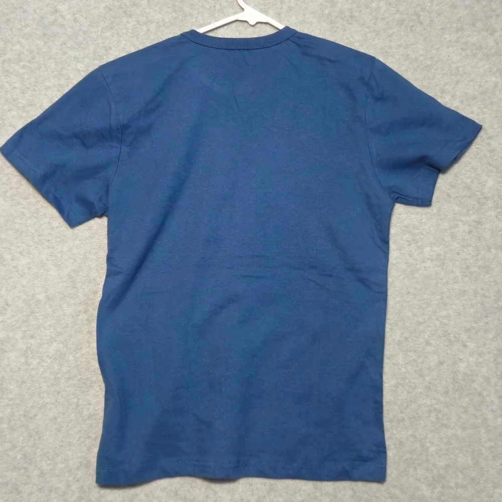 True Religion Graphic T-Shirt Mens Large Blue Logo Short Sleeve Buddha Horseshoe